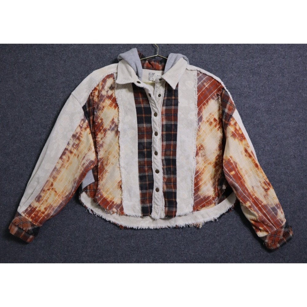 Oli & Hali Jacket Women Small Multi Tie Dye Oversized BOHO Hooded Corduroyâ EUC